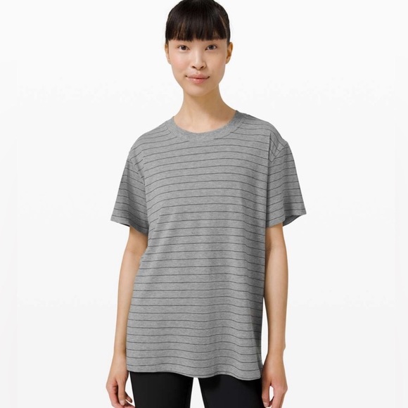 lululemon athletica Tops - Lululemon All Yours Tee | Stripe Heathered |Medium Grey Black | Size 10